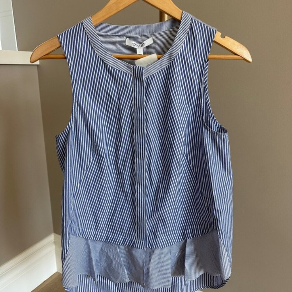 Derek Lam 10 Crosby NWT Striped Sleeveless Button Down Shirt Blue White Size 2